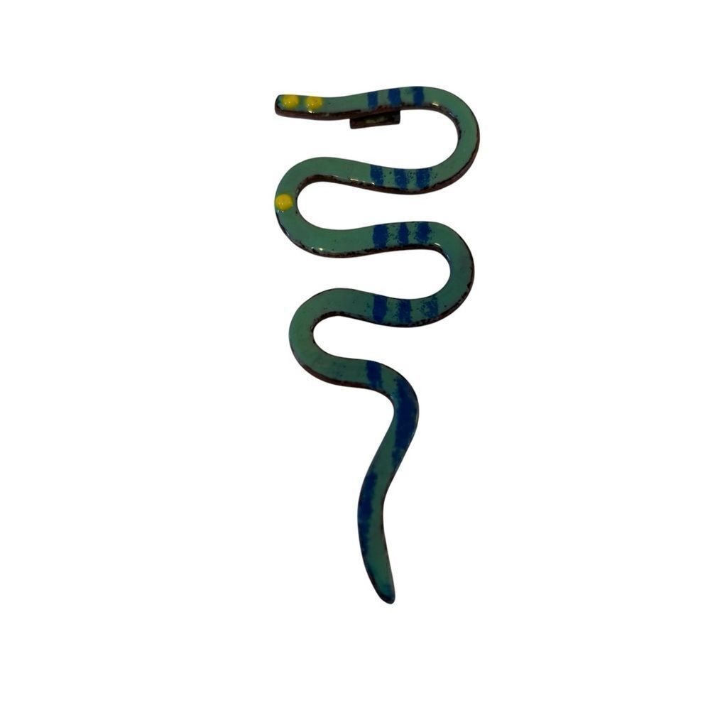 Colorful Hand Painted Vintage Enamel Snake Pendant.